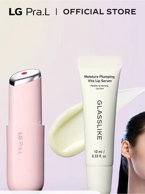 LG Pra.L Pink Lip Device with White GLASSLIKE Moisture Serum anti- aging face